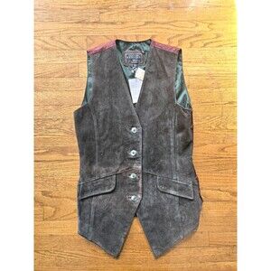 Vtg Express Mens Suede Leather Button Up Vest Western Size Small NWT